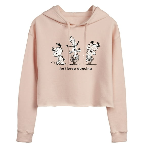 Peanuts - Snoopy Just Keep Dancing - Juniors Cropped Pullover Hoodie
