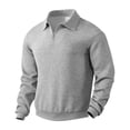 thumbnail image 4 of Previn Men's Long Sleeve Sweatshirt Top V Neck Half Zip Pullover Fashion Zip Vintage Textured Pull On Spring Sweatshirt Light Grey X-Large, 4 of 5