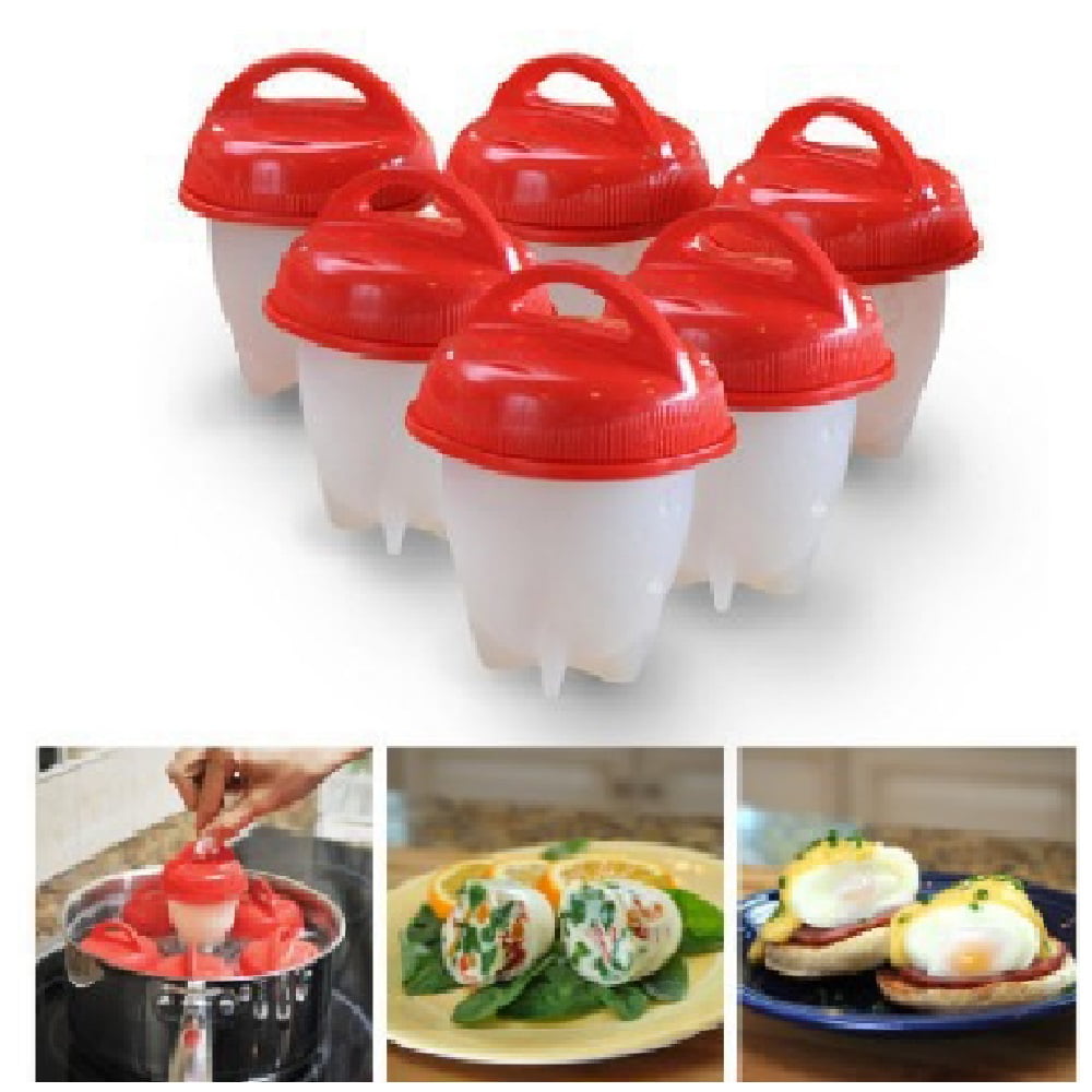6pcs Kitchen Tools Silicone Egg Cooker Hard Boiled Eggs Breakfast Cooking Tools 
