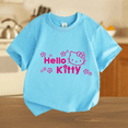 thumbnail image 3 of Camiseta de verano con estampado de Hello Kitty para niños y niñas, ropa para niños, camisetas de algodón para niños, camisetas deportivas de manga corta a la moda para edades de 3 a 14 años, camiseta, 3 of 5