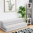 thumbnail image 4 of Giantex 4" Thick Folding Portable Mattress Pad Sofa Bed with Carrying Handles and Removable Washable Fabric, High-Density Foam Futon Sleepover Guest Easy to Store (Queen, Gray), 4 of 8