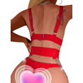 thumbnail image 3 of Sexy Pu Leather Strappy Underwire Garter Belt Lingerie Set, 3 of 6