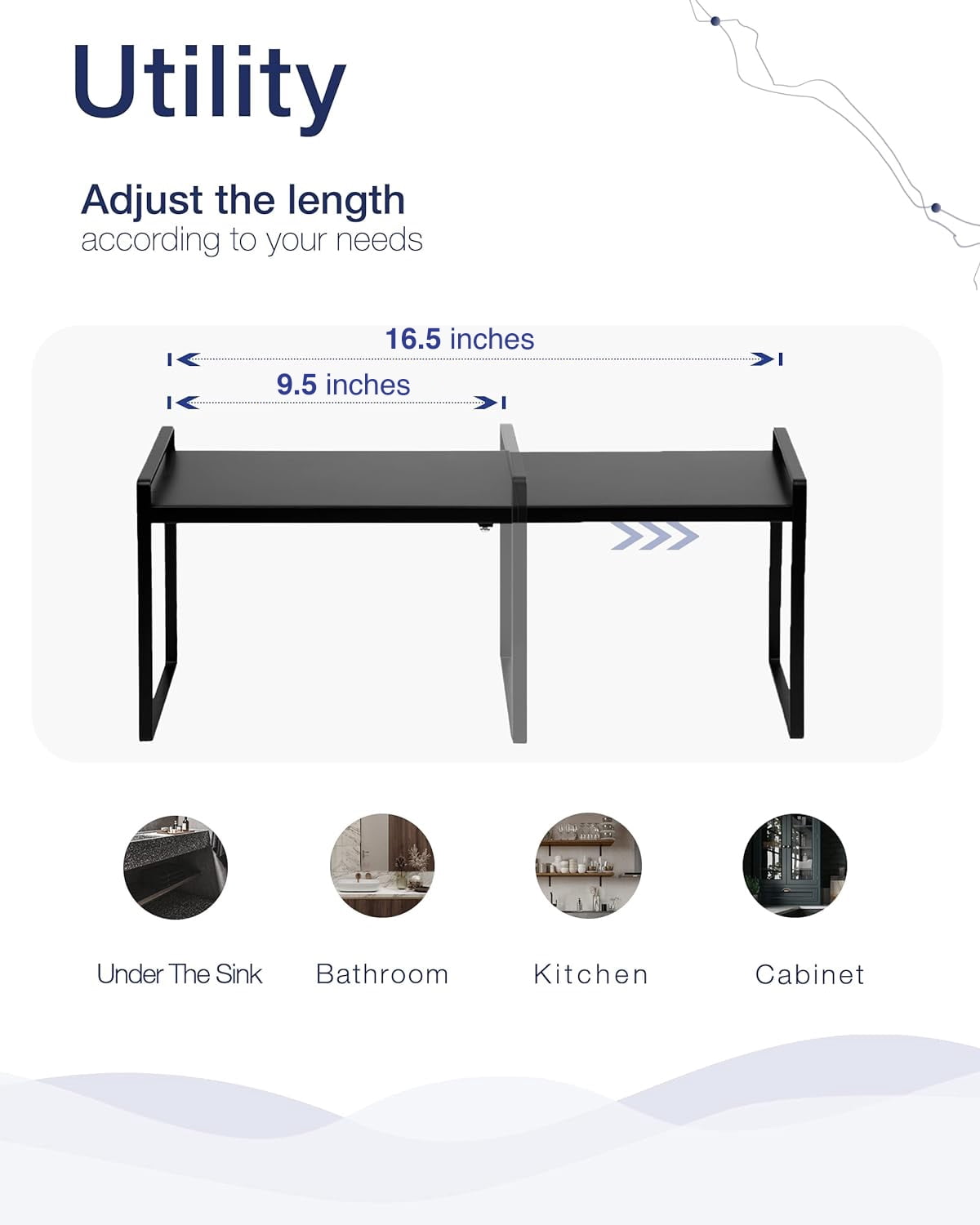 DIY.STORE Expandable Under Sink Cabinet Organizer, Black