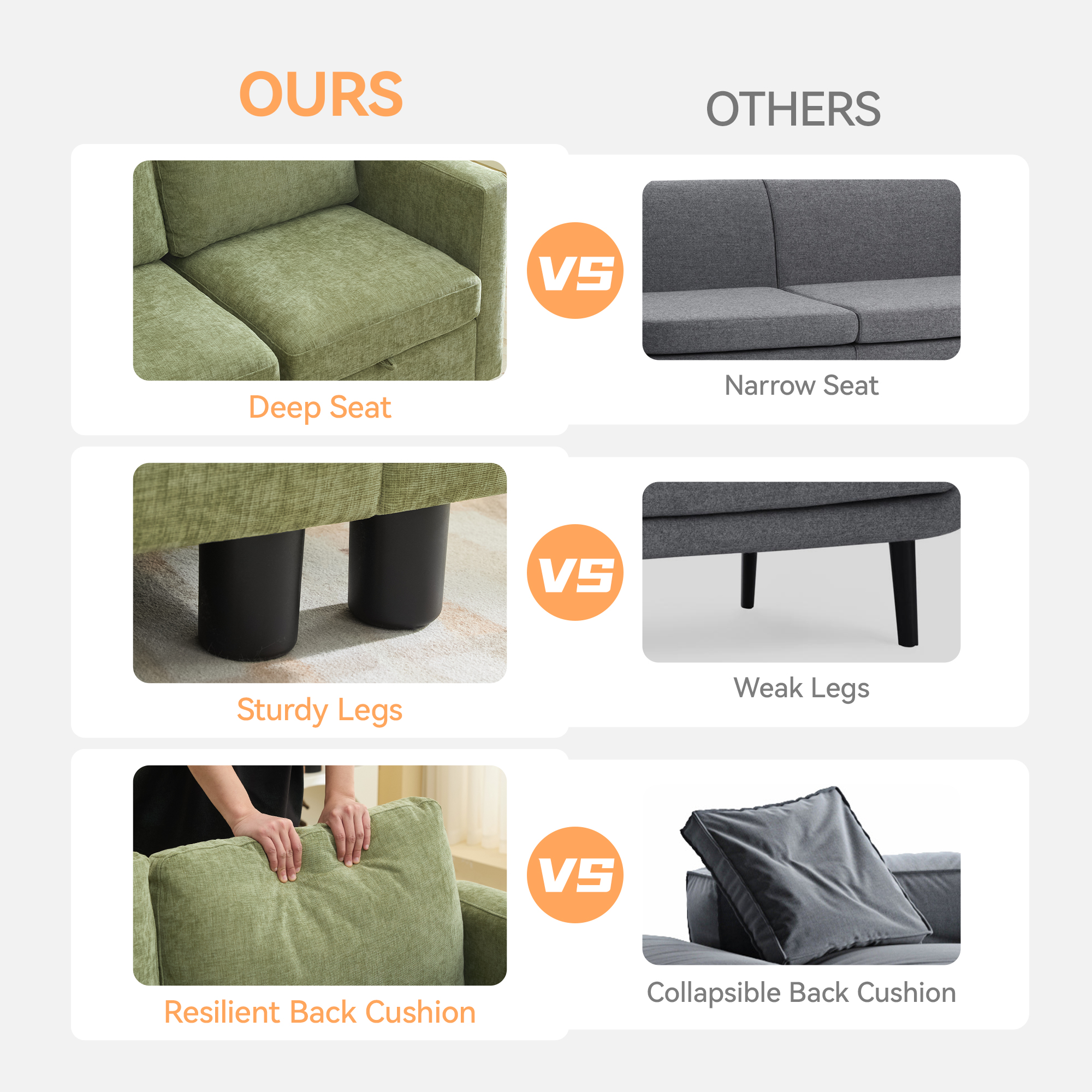 Middle Seat Module for Modular Sectional Couch Sofa, Living Room Accent Armless Sofa Chair with Storage & Pillow, Modern Side Sectional Middle Unit, Chenille Green
