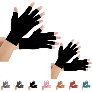 2 Pairs Arthritis Gloves, Compression Gloves Support and Warmth for Hands, Finger Joint, Relieve Pain from Rheumatoid, Osteoarthritis, RSI, Carpal Tunnel, Tendonitis (Medium (2 Pair), Pure Black)