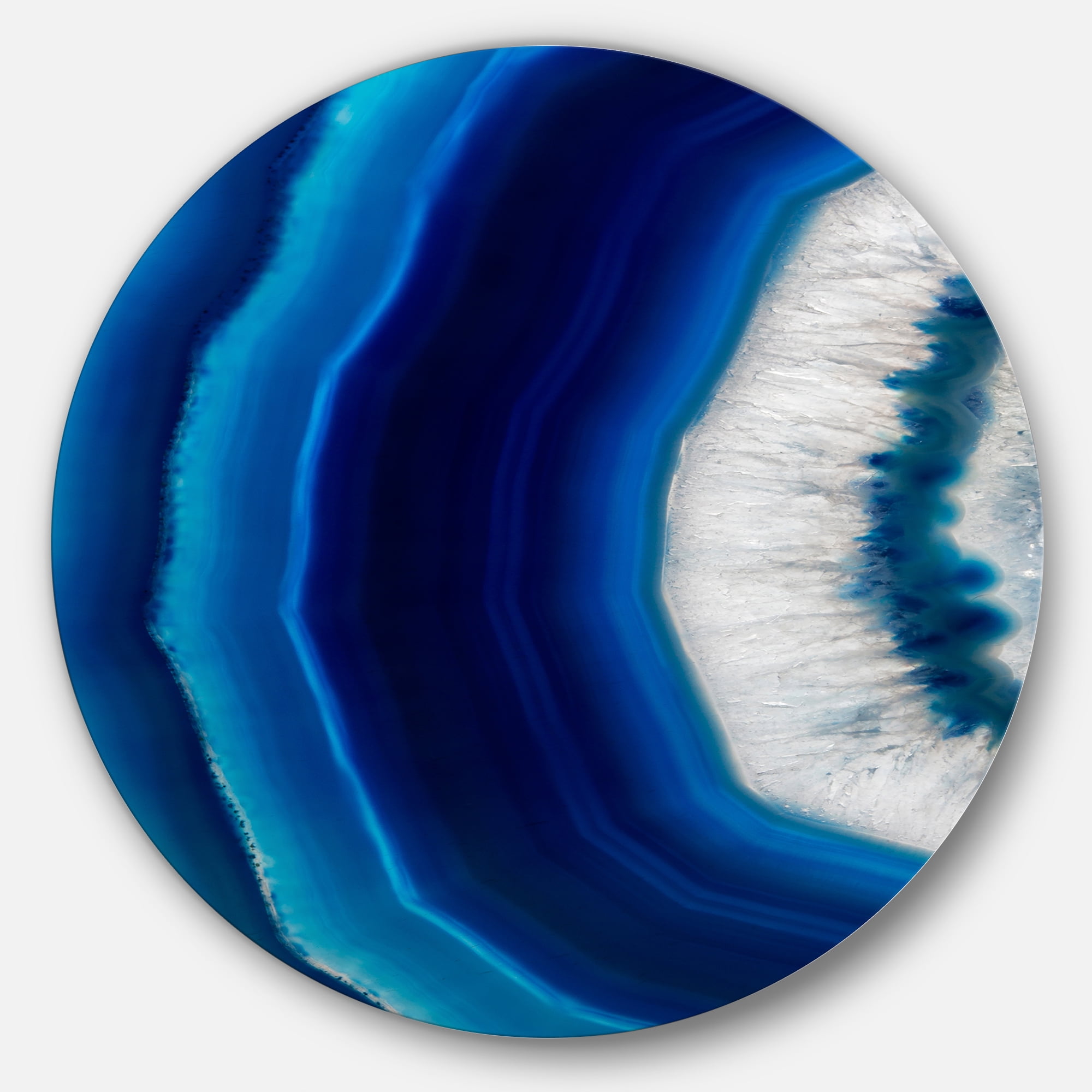 Designart 'Blue Agate Crystal' Abstract Circle Metal Wall Art