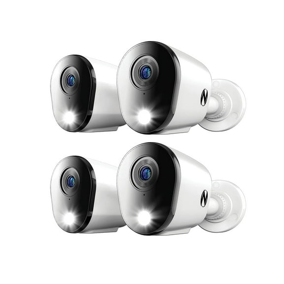 Night Owl Add On Wired 4K Deterrence Cameras with 2-Way Audio - 4 Pack - White