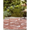 thumbnail image 3 of Unique Loom Outdoor Coastal Collection Area Rug - Ahoy (7' 10" Round Rust Red/Ivory), 3 of 10
