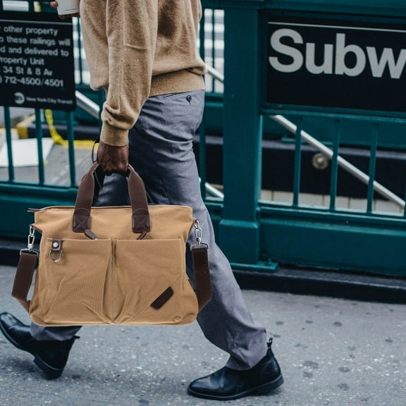 MERRYHAPY Merryhapy Casual Business Bag Light Brown Multipurpose Shoulder Bag