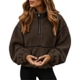 thumbnail image 2 of QUNYINEY Half Zip Womens Plus Sherpa Fleece Jacket Lightweight Outerwear Jackets Warm Long Sleeve Solid Color Stand Colla Coats, 2 of 8