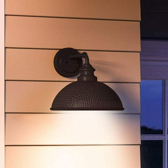 Luxury Industrial Outdoor Wall Sconce, 10.375''H x 12''W, with Vintage Style Elements, Farmhouse Design, Olde Bronze Finish, UHP1176