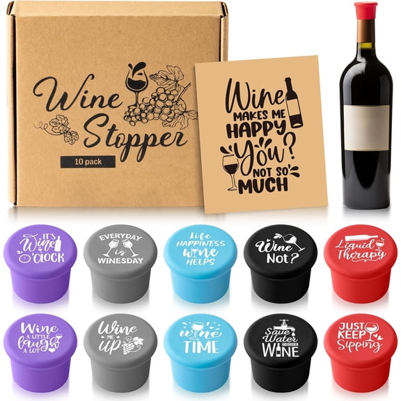10Pcs Wine Stoppers Gift Set Funny Silicone Bottle Covers Reusable Beverage Corks Strong Sealing Keep Wine Fresh Lady Man Liquor Accessories for Outdoor Picnics Weddings Barbecues Parties