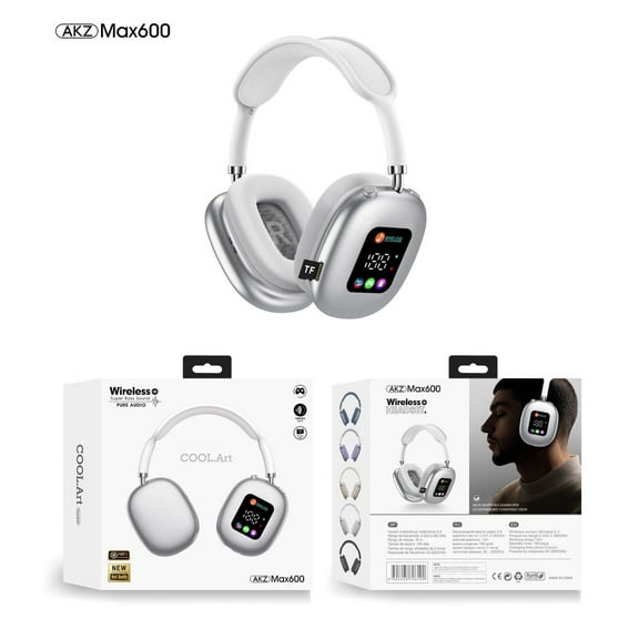 Gaming Headset with Microphone TF,LED large screen displays Design, Wireless Bluetooth 5.4 Headphones Active Noise-Cancelling 30H Play Soft Earmuffs