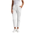thumbnail image 2 of Hvogkswy Cargo Pants Women High Waisted Drawstring Solid Color Casual Straight-Leg Pants with Multi Pockets Lightweight Comfy Summer Cargo Pants, 2 of 6