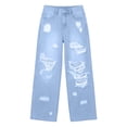thumbnail image 4 of BOOMNY Womens Baggy Ripped Jeans Wide Leg Distressed Jeans for Women Trendy High Waist Cozy Streetwear Denim Pants with Pocket, 4 of 5