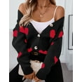 thumbnail image 5 of Cardigans for Women Heart Print Valentine's Day Sweaters Loose Casual Button Down Long Sleeve Open Front Knit Cardigans Alsol Lamesa, 5 of 6