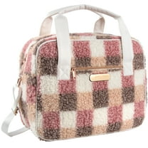 Jessica Simpson Overnight Weekender Duffle Travel Tote Bag with Adjustable Luggage Shoulder Strap for Travel, Commute, and Weekend Getaways in Plush Poptart Checkerboard