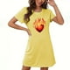 thumbnail image 1 of Camisón corto de San Valentín para mujer, talla grande, estampado en el pecho, cuello redondo, manga corta, 1 of 3