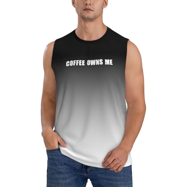 Camiseta sin mangas para hombre "Coffee Owns Me", camisetas sin mangas musculosas, camisetas sin mangas para hacer ejercicio en el gimnasio, camisetas sin mangas para playa de verano.