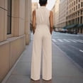 thumbnail image 6 of Idoravan Women's Summer One Piece Jumpsuits Dressy Casual Womens Fashion Summer Solid Casual Sleeveless Button Belt Long Jumpsuit, 6 of 6