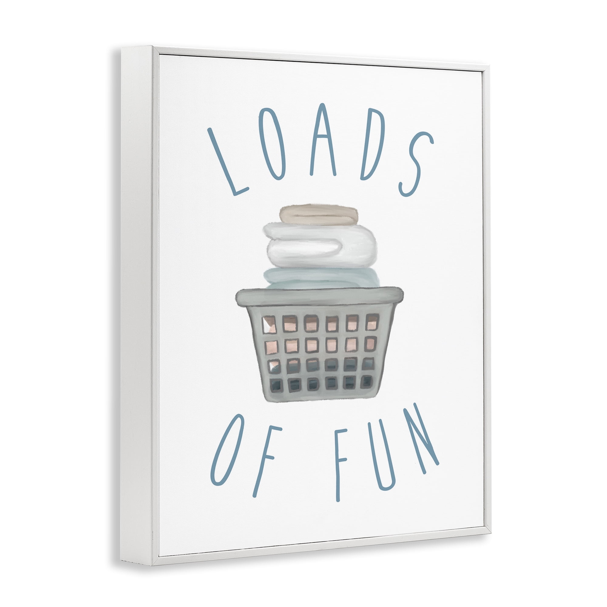 Stupell Industries Loads Of Fun Laundry Basket White Framed Giclee Art, design by Elizabeth Medley