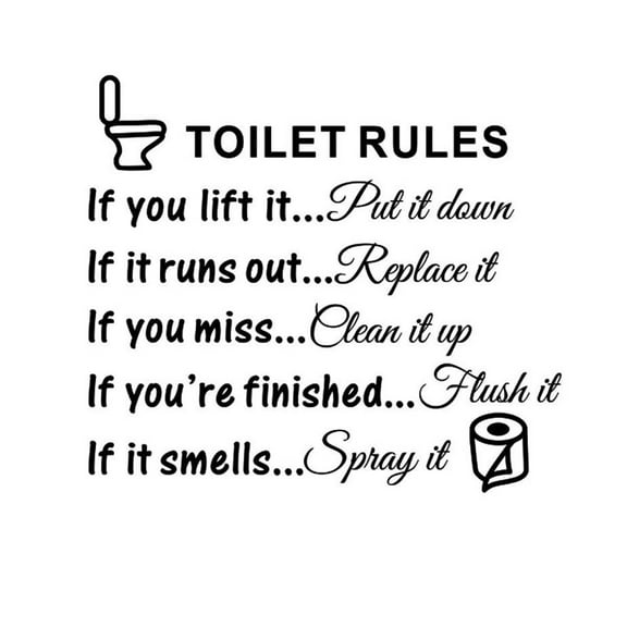 Clearance! CICRKHB Wall Stickers Clearance Sticker Rules Toilet Decals Diy Vinyl Wall Decoration Bathroom Art Home Toilet Home Decor Black