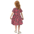 thumbnail image 4 of Red Black Leopard Girls Short Sleeve Dress A Line Sun Protection Breathable Comfort Sundress 4T, 4 of 8