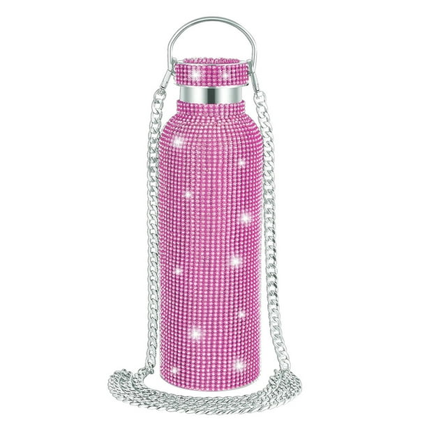 Naiovety La botella de agua con diamantes brillantes mantiene la bebida caliente o fría durante horas. Diamante brillante delicado y práctico. Teteras Rosa roja