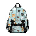 thumbnail image 3 of Multicolor Cat Head Blue Pattern Cute School Backpack Bag for School with Padded Back and Adjustable Shoulder Straps 15.25"x11.5"x5.25", 3 of 5