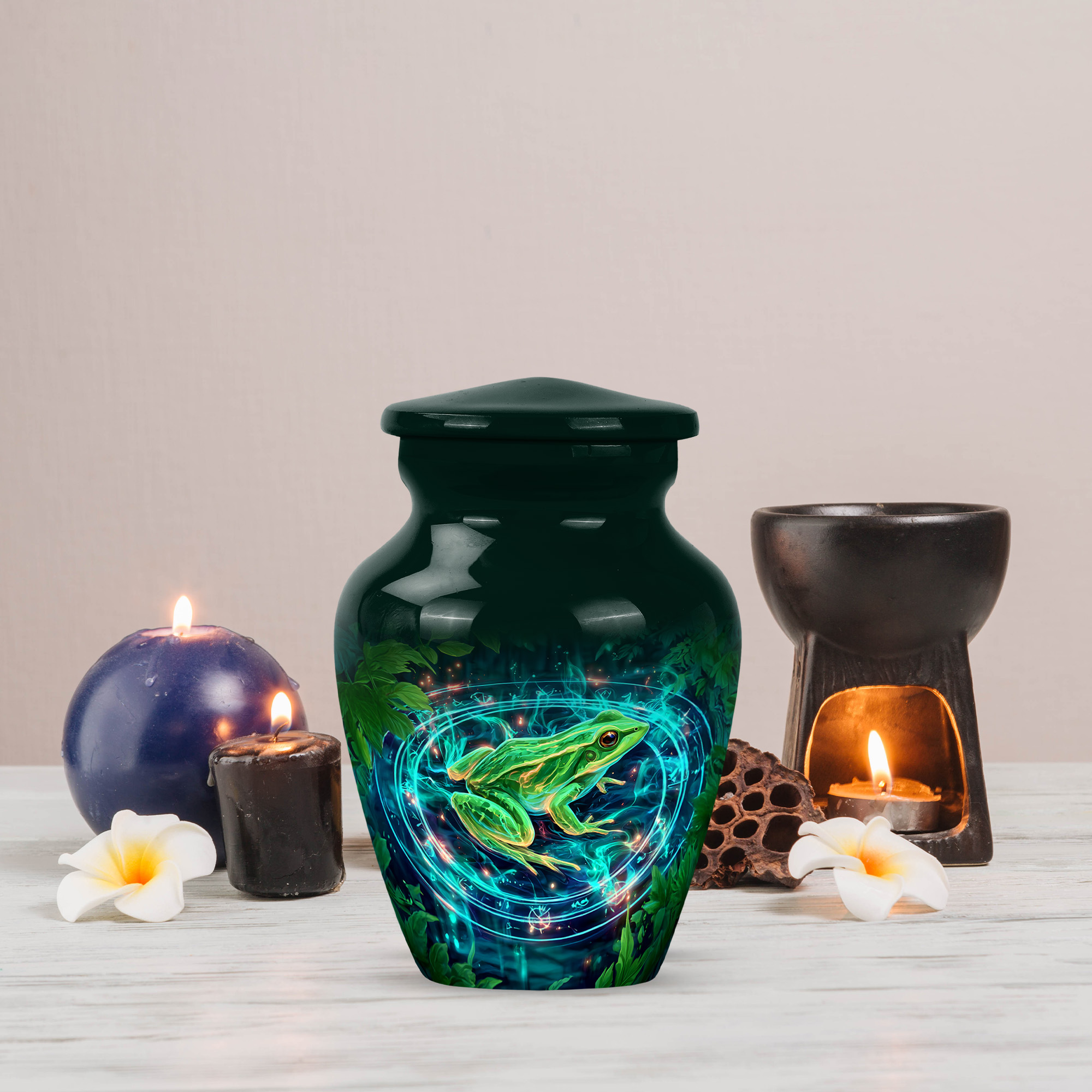 MUKTIVE Frog Keepsake Burial Urns for Adult Male, Mini Green Cremation Urns for Adult Ashes Women, Tiny Memorial Urn for Ashes for Mother & Father, 3 Inch