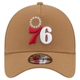 thumbnail image 2 of Men's New Era Tan Philadelphia 76ers 9FORTY A-Frame Trucker Adjustable Hat, 2 of 6