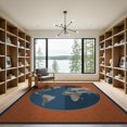 thumbnail image 2 of ODIKA Planet Globe With Bold Continents And Starry Border Earth World Map Playful Low Profile Flatwoven for Great Room, Indoor Open Concept, Large Living, 2 of 7