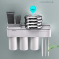 thumbnail image 4 of Taza de adsorción Cepillo de dientes Soporte para pasta de dientes Baño familiar Baño sin perforaciones Soporte para cepillo de dientes para teléfono, gris, 3 tazas seitruly HA2692-04B, 4 of 6