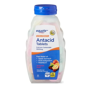 Equate Ultra Strength Antacid Assorted Fruit Chewable Tablets, 1000 mg 72 Count, Compare to Tums® Ultra Strength Active Ingredient