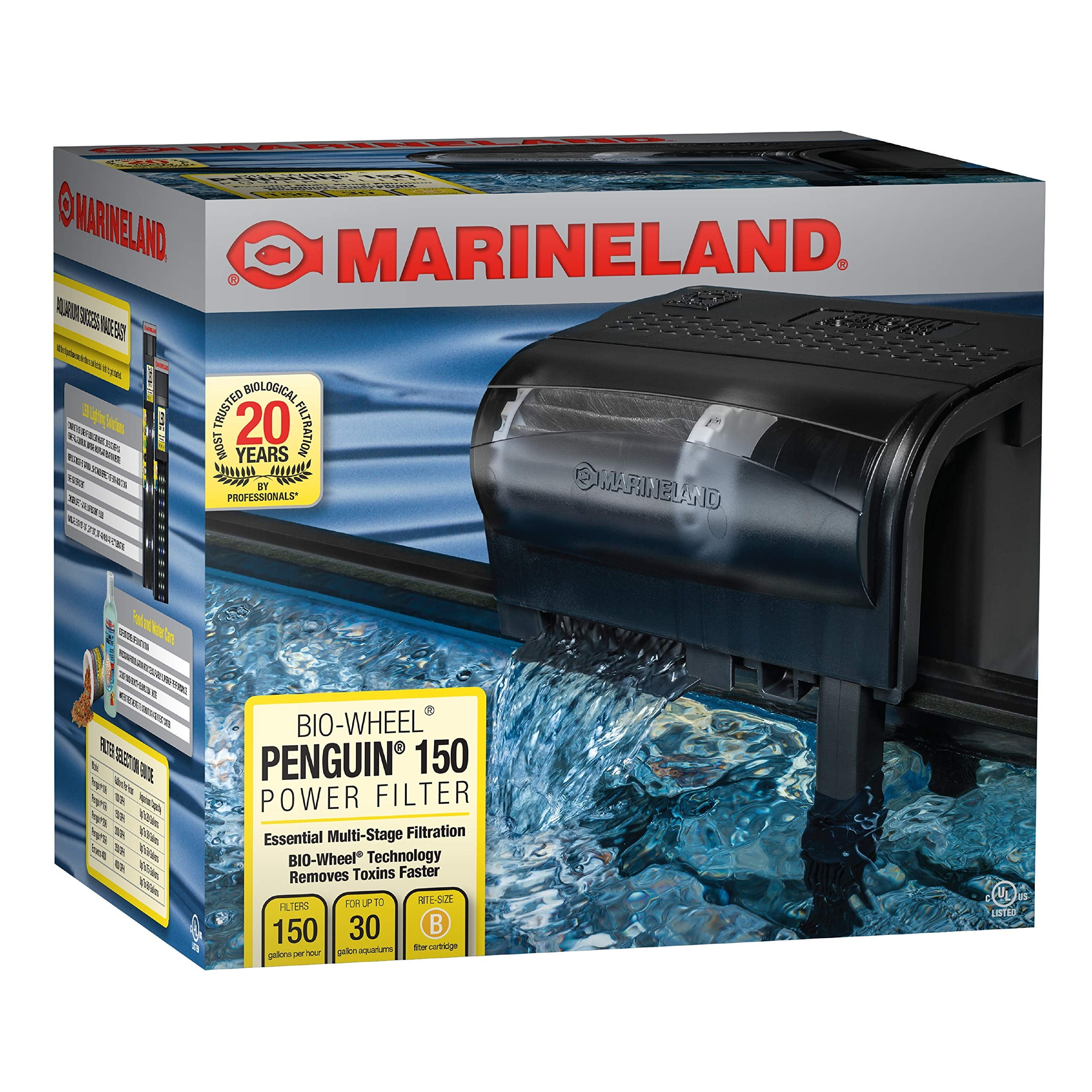 Marineland Penguin Power Filter, 20 to 30Gallon, 150 GPH