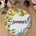 thumbnail image 3 of Summer Lemon Round 13 Inch Placemats Set of 4, Coastal Starfish Shells Pastoral Floral HeatResistant Non Slip Place Mats for Dining Table, Wipeable Braided Kitchen Table Mats for Housewarming, 3 of 9