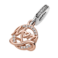 thumbnail image 2 of 925 Sterling Silver Rose Gold Mom Infinity Heart Dangle Charm for Bracelet Charms Bangle Pendant Jewelry, 2 of 4