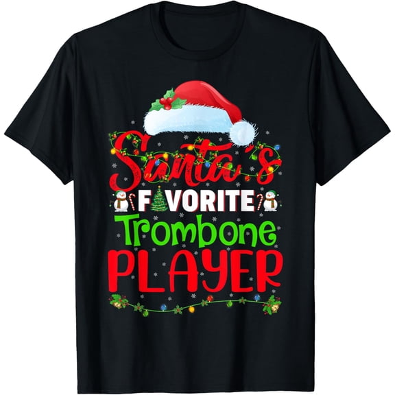 Playful Comfort Tee - Lighting Xmas Santa's Favorite Trombone Player Christmas T-Shirt