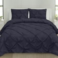 thumbnail image 3 of Luxury 4-Piece Navy Pinch Pleat Pintuck Duvet with Shams and White Comforter Set, Queen, 3 of 5