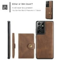 thumbnail image 6 of Case for Galaxy S22 Ultra, Wallet Case w/Magnetic Credit Card Holder [Kickstand Feature][4 Card Slot] Detachable Cover fit Magnetic Car Mount, Case Compatible w/Samsung Galaxy S22 Ultra- Brown, 6 of 9