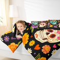 thumbnail image 3 of Homewish Watercolor Boho Sugar Skull Full Size Bedding Sets for Girls, Colorful Floral Butterfly Full Size Bed in a Bag, Black Reversible, 7-Piece, 3 of 7