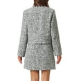 thumbnail image 3 of INSPIRE CHIC Women's Plaid Tweed Suit Set 2 Piece Outfits Short Blazer Jacket and Skirt Sets S Black, 3 of 6