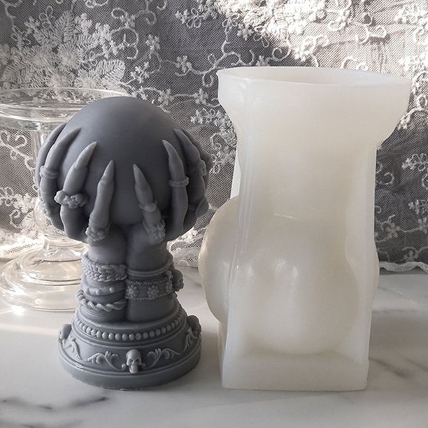Molde de vela de garra fantasma Molde de vela de silicona Molde de vela 3D de mano fantasma DIY Velas de aromaterapia Molde de resina de mano de demonio reutilizable para vela Jabón Resina Artesanía P
