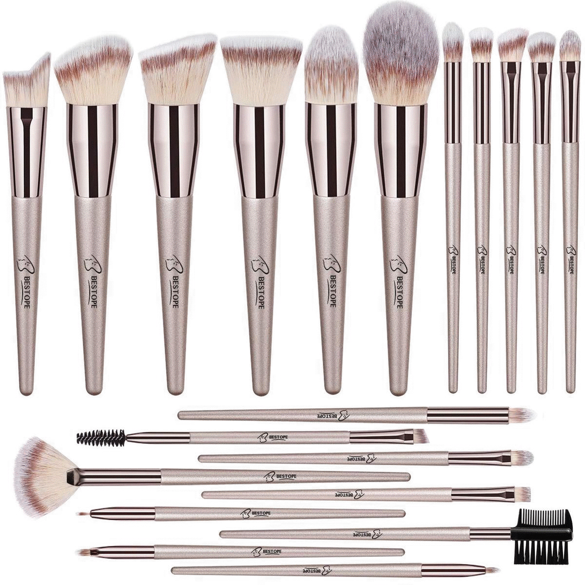 Makeup Brushes USTAR 20 PCs Makeup Brushes Premium Synthetic Concealers Powder Eye Shadows Makeup Brushes with Champagne Gold Conical Handle - Walmart.com
