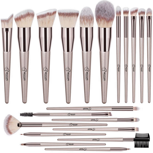 BESTOPE 20 PCs Makeup Brushes Premium Synthetic Concealers Foundation  Powder Eye Shadows Makeup Brushes with Champagne Gold Conical Handle -  Walmart.com