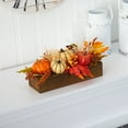 thumbnail image 4 of Nearly Natural 16" Harvest Pumpkin and Berries Artificial Flowers Arrangement in Wood Vase, Orange, 4 of 5