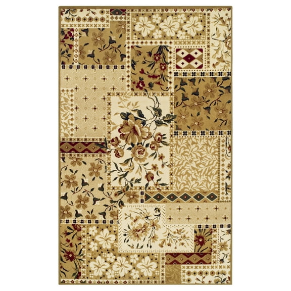 Flower Patch Rustic Indoor Area Rug by Blue Nile Nills - 5' x 8', Beige