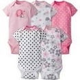 thumbnail image 3 of Gerber 5-Pack Baby and Infant Girl Elephant Onesies Brand Short Sleeve Bodysuits, 3 of 3