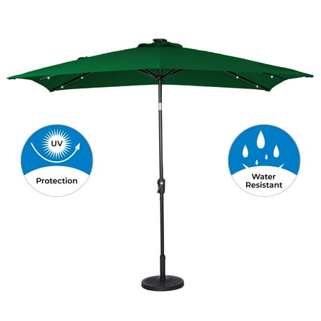 Sun Ray - 9'x7' Rectangular Solar Lighted Umbrella - Royal Blue