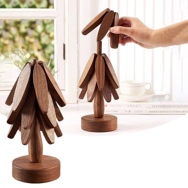 Juego de salvamanteles con forma de árbol, salvamanteles de madera para cocina, salvamanteles de madera, salvamanteles, salvamanteles, salvamanteles de madera, salvamanteles antiescaldaduras,